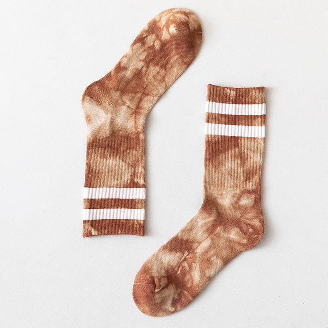 Cotton Tie Dye Crew Socks Autumn Winter Socks Male Female Flat Socks Parallel Bars Socks